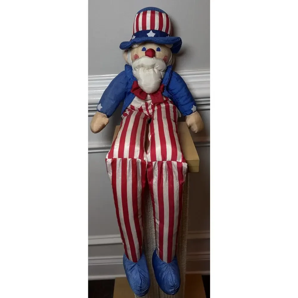 Vintage 1993 International Silver Uncle Sam Plush Shelf Sitter 32” Patriotic